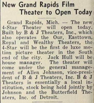 Four Star Theatre - 1938 ARTICLE FROM JAMES